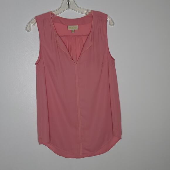 ModCloth Pink Sleeveless Blouse Split V Neck Workwear Women Medium - Picture 8 of 11